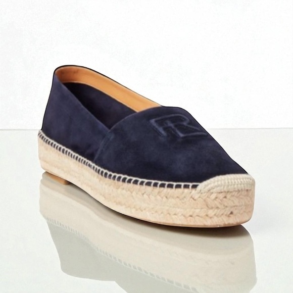 RALPH LAUREN PURPLE LABEL NEW NWOT SAUNDERS BLUE GOAT SUEDE ESPADRILLES - Picture 1 of 16